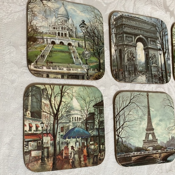 VTG FRENCH SCENES COASTERS CORKWOOD  BACK EUC - RARE PARIS  FRENCH SCENERY - Picture 11 of 11
